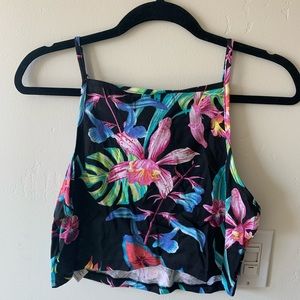 Crop Top Floral Tropical Print  (Large)